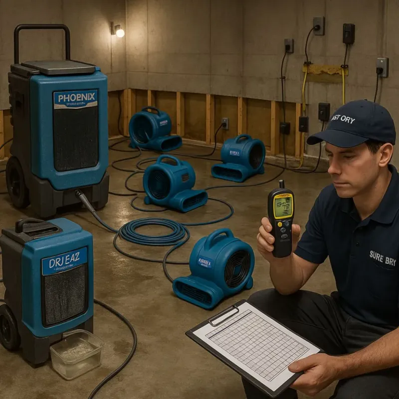 Structural Drying and Dehumidification process in North Tustin, CA